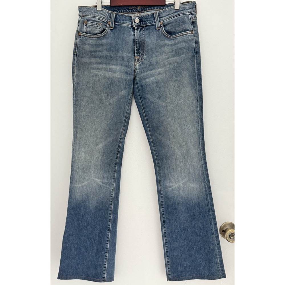 7 FOR ALL MANKIND Jeans Women 32 Blue Denim Bootcut Stretch Zip Fly 8.5"Rise Y2K